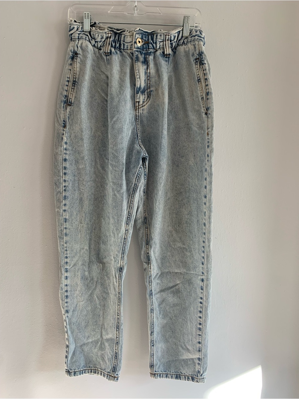 POLOWEAR High-Rise Light Blue Paperbag Waist Boyfriend Jeans